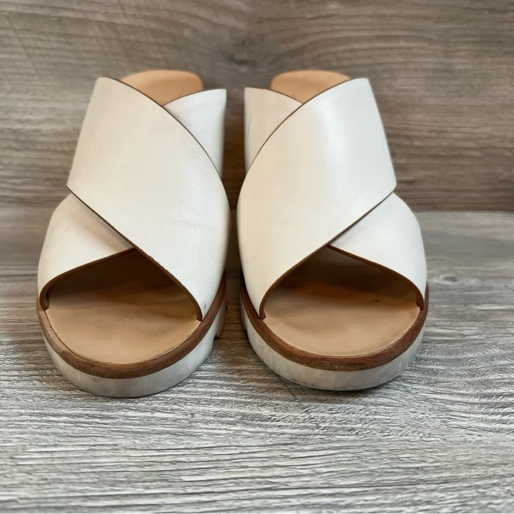 Dolce Vita Lida slip on white leather criss cross cork wedges size 7.5